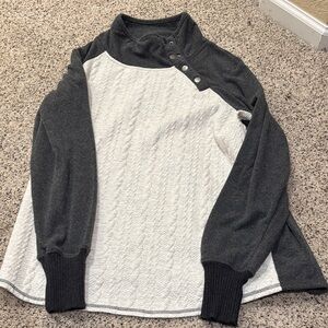 Two-Tone Button-Up Sweater